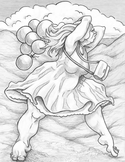 "The Surprise Party; - Pencil Drawing - Copyright 2019, Jephyr (Jeff Curtis), All Rights Reserved